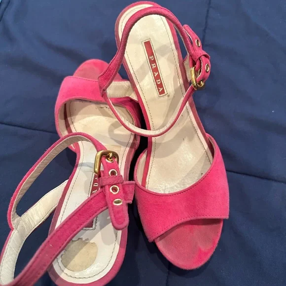 Prada Fuchsia Suede Heels - Picture 2 of 6
